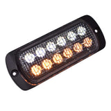4-1/2" Double Row 12 LED Amber and White Warning and Strobe Light With 19 Flash Patterns Surface Mount