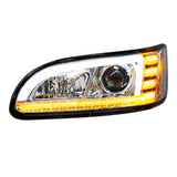 Peterbilt 382, 384, 386, 387 Chrome Projection Headlight with LED DRL and Sequential Turn Signal
