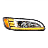 Peterbilt 382, 384, 386, 387 Chrome Projection Headlight with LED DRL and Sequential Turn Signal