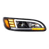 Peterbilt 382, 384, 386, 387 Black Projection Headlight with LED DRL and Sequential Turn Signal