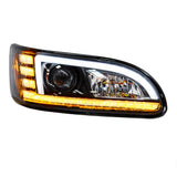 Peterbilt 382, 384, 386, 387 Black Projection Headlight with LED DRL and Sequential Turn Signal
