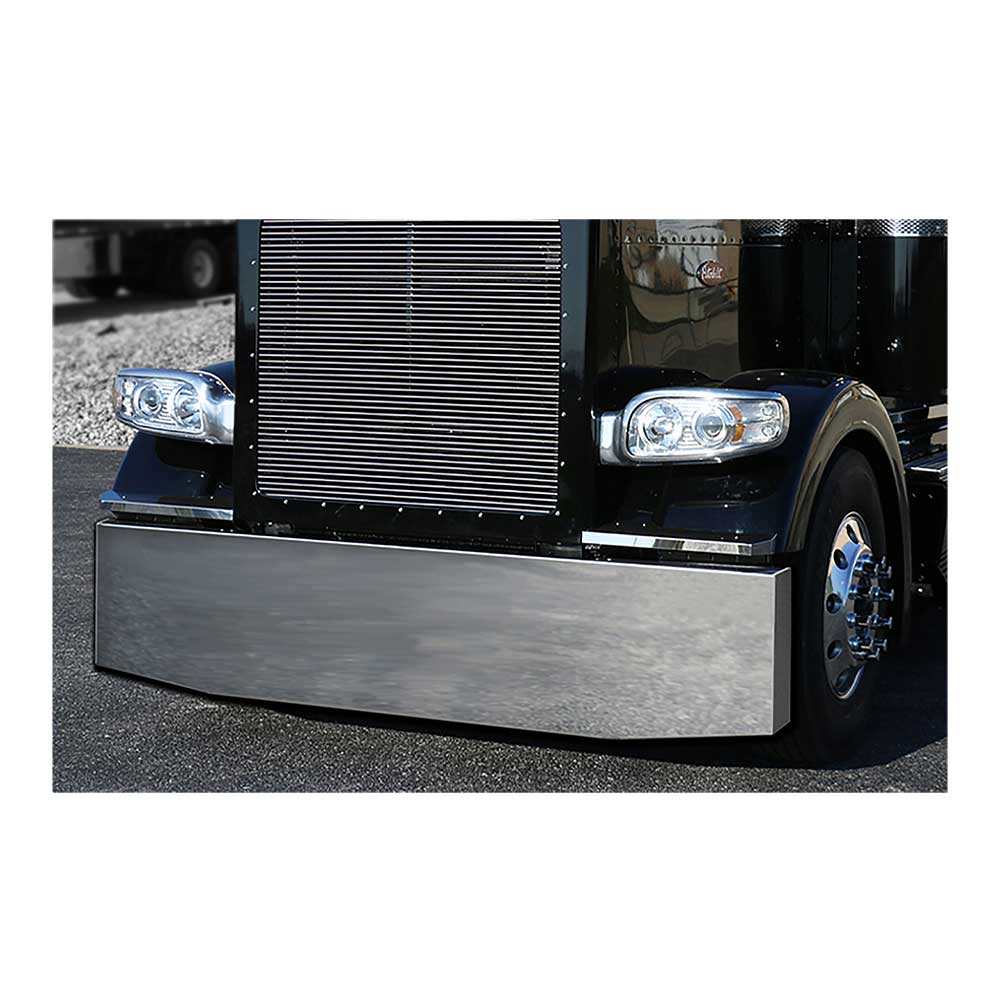 Blind Mount 18" Tapered Boxed End Stainless Steel Bumper with Recessed Plate Holder