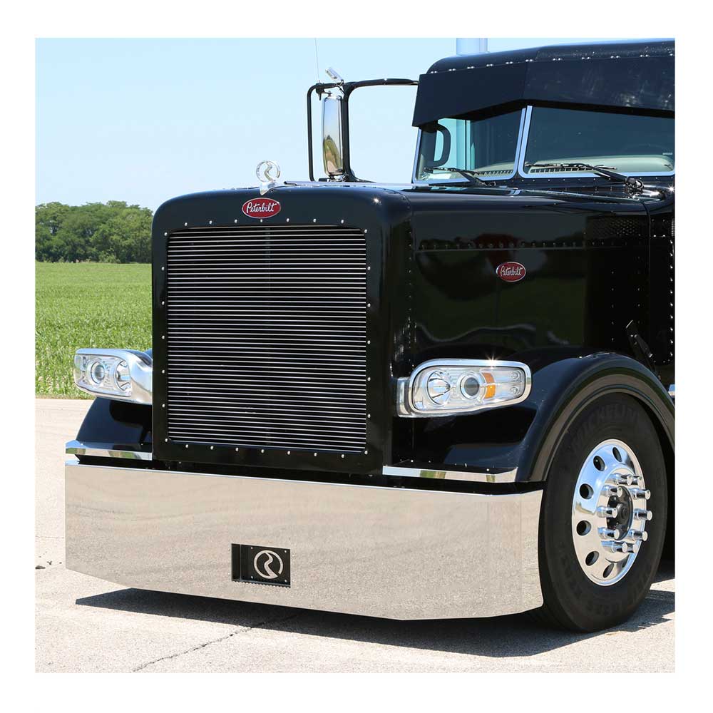 Blind Mount 18" Tapered Boxed End Stainless Steel Bumper with Recessed Plate Holder