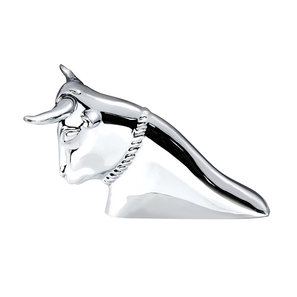 Chrome Long Horn Bull Hood Ornament