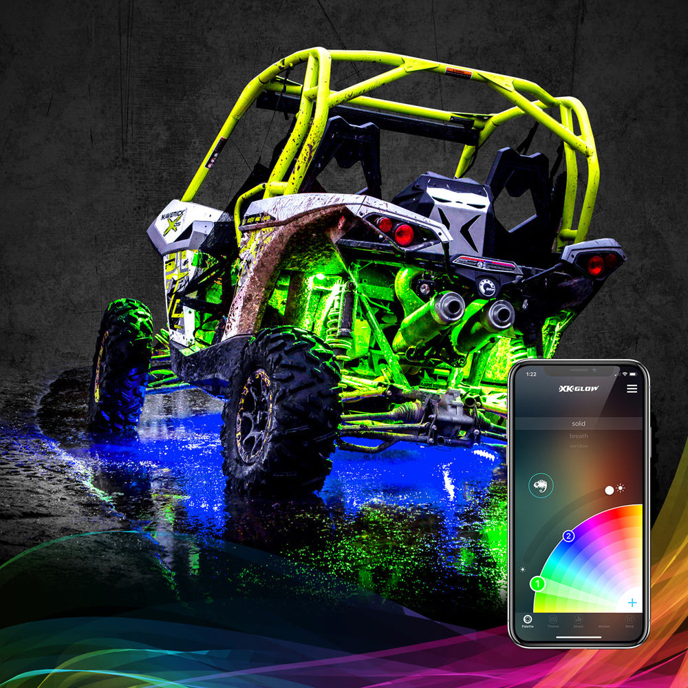 XK GLOW 4-Piece App Controlled Multi Color Rock Light Under Glow Set