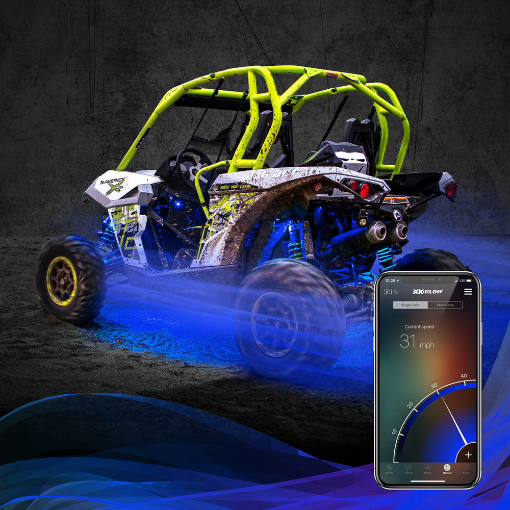 XK GLOW 8-Piece Multi Color Rock Light Under Glow Set with Dash Mount Pad Controller