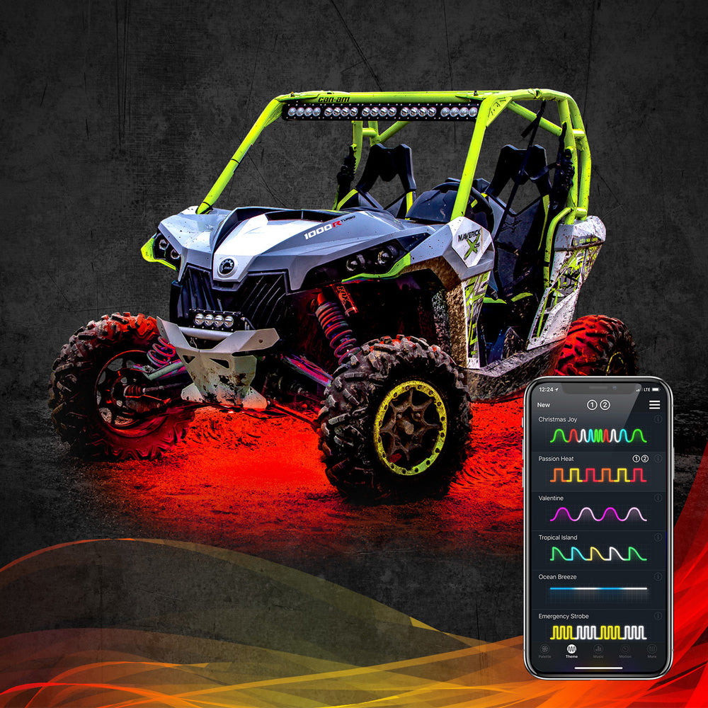XK GLOW 4-Piece App Controlled Multi Color Rock Light Under Glow Set