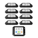 XK GLOW 8-Piece Multi Color Rock Light Under Glow Set with Dash Mount Pad Controller
