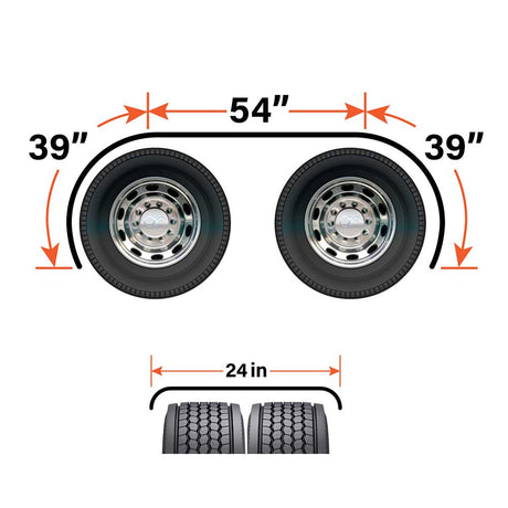 132" Mirror finish 14 gauge 304 stainless steel full tandem fenders, close-up