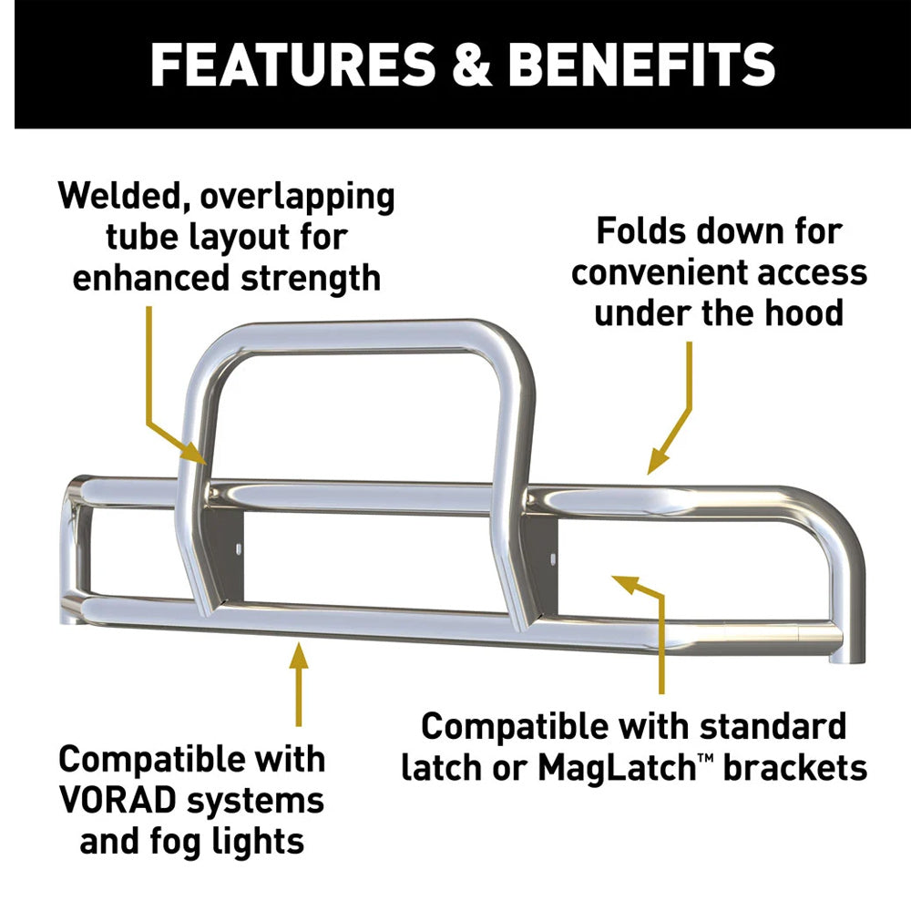 Tuff Guard II Polished Stainless Grill Guard with 38-Degree Bend