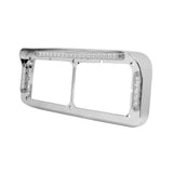 Dual Rectangular Headlight Bezel w/ Visor Amber LED Lights w/ Clear Lens