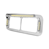 Dual Rectangular Headlight Bezel w/ Visor Amber LED Lights w/ Clear Lens