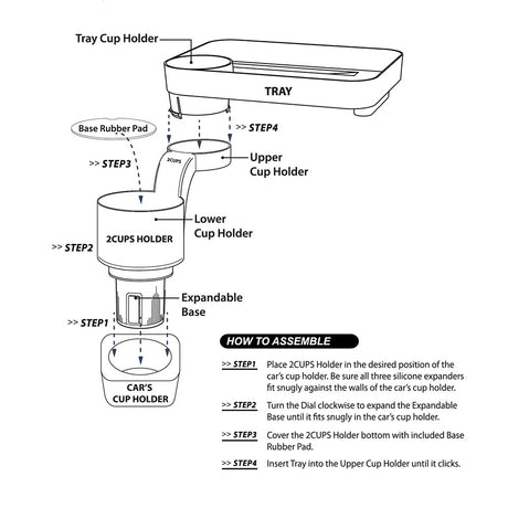 Another angle of two cups cup holder with swivel tray