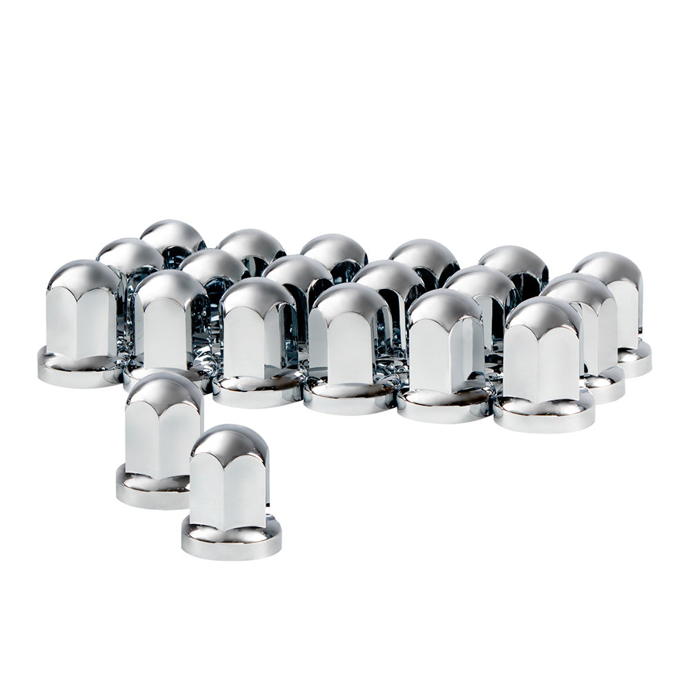 33mm Chrome Plastic Standard Nut Covers With Flange Push-On 20 PK