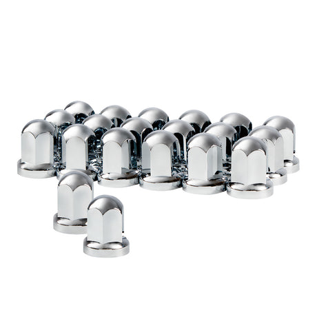 33mm Chrome plastic standard nut covers with flange push-on 20 Pk