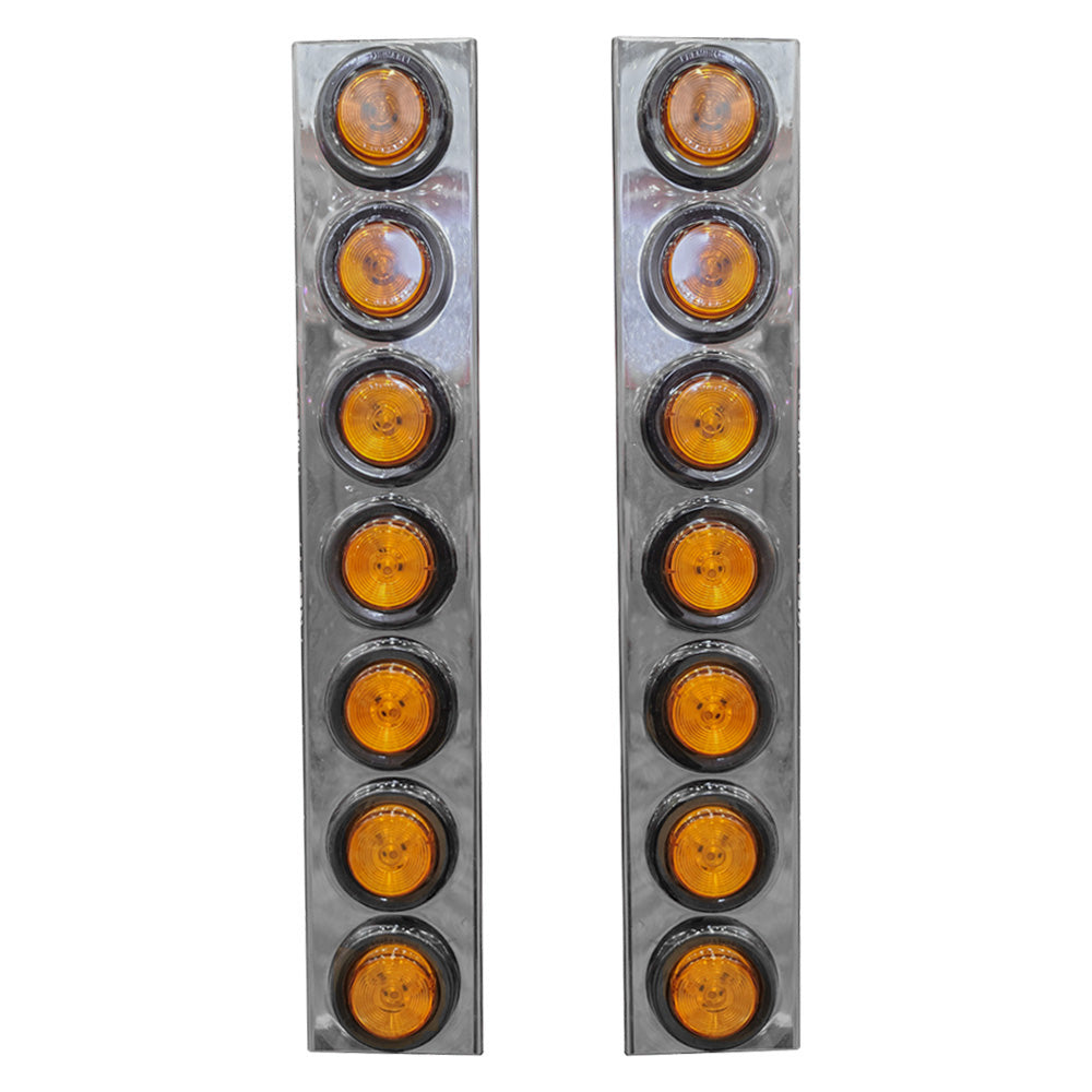 Kenworth W900L Front Center Air Cleaner Light Bar with Seven Amber 2" LED Lights