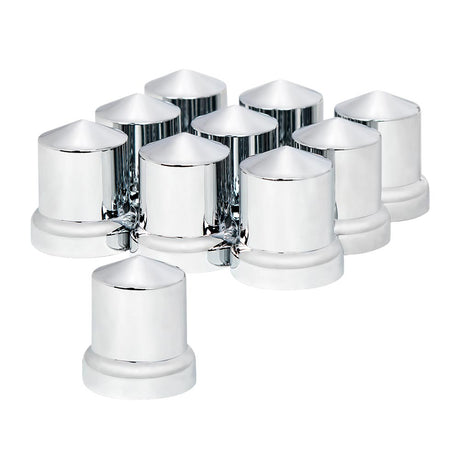 33mm X 2-1/4" chrome plastic pointed top hat nut cover - push on 10PK