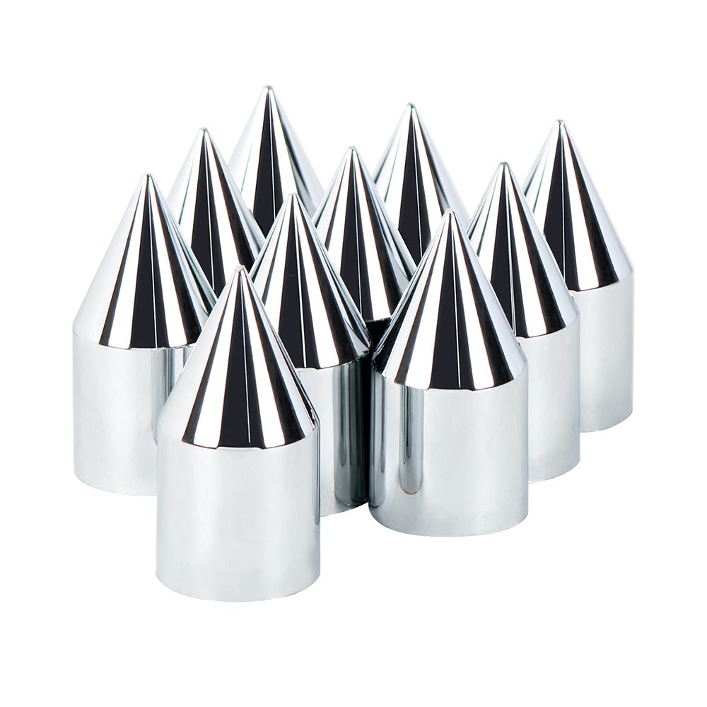 1-1/8" Chrome Plastic Spike Nut Cover - Push On 10PK