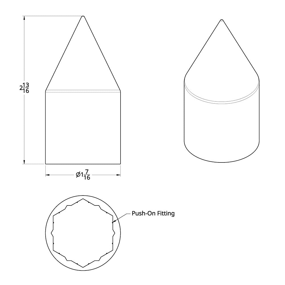 1-1/8" Chrome Plastic Spike Nut Cover - Push On 10PK