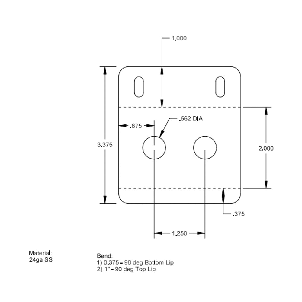 Stainless Steel 2 Hole Switch Panel with Mounting Lip