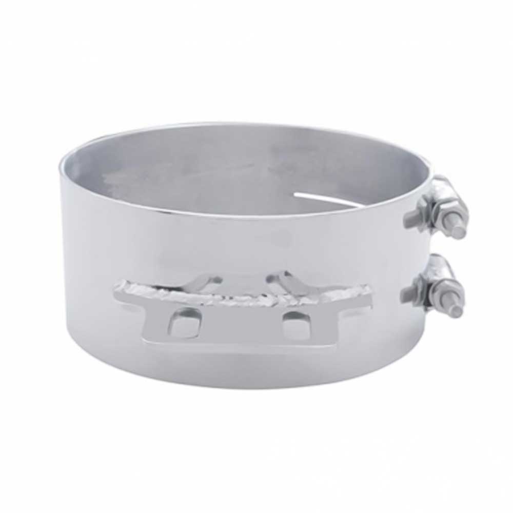 8" Stainless Steel Butt Joint Exhaust Clamp with Straight Bracket
