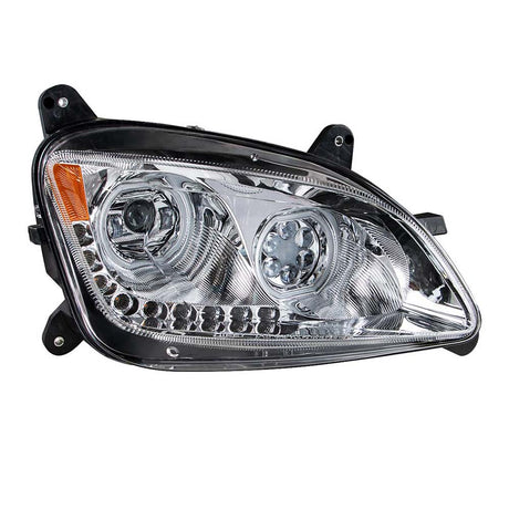 Peterbilt 587, 579 chrome 10 LED headlight, close-up