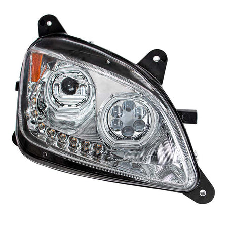 Peterbilt 587, 579 chrome 10 LED headlight, closer view