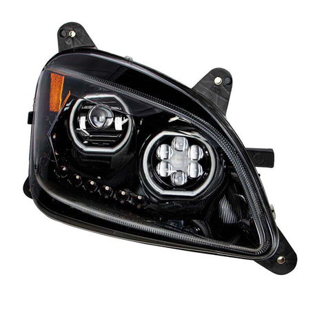 Peterbilt 587, 579 black 10 LED headlight, closer view