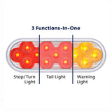 6" Oval Double Red/Amber Stop/Tail/Turn and Warning Fury LED Light