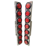 Peterbilt 379, 388, 389 Rear 15" Air Cleaner Light Panels with 7 Red Round LED 2" Lights