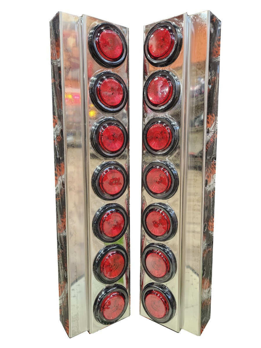 Kenworth Rear Air Cleaner Light Bar with Seven Red 2" LED Lights