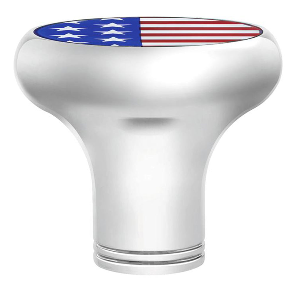 US Flag Sticker on Chrome Gearshift Knob - 1/2"-13 Thread-On