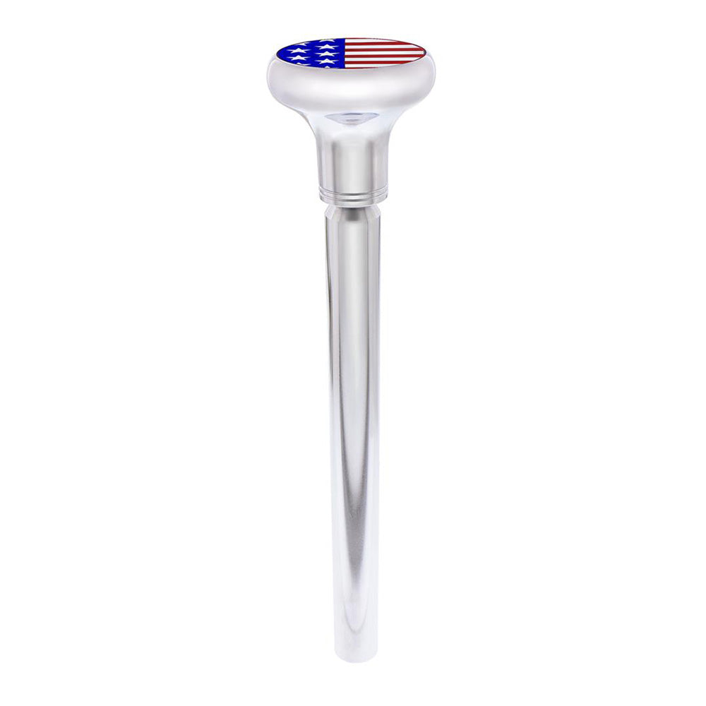 US Flag Sticker on Chrome Gearshift Knob - 1/2"-13 Thread-On