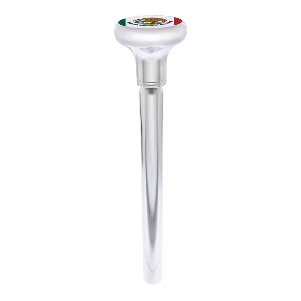 Mexico Flag Sticker on Chrome Gearshift Knob - 1/2"-13 Thread-On