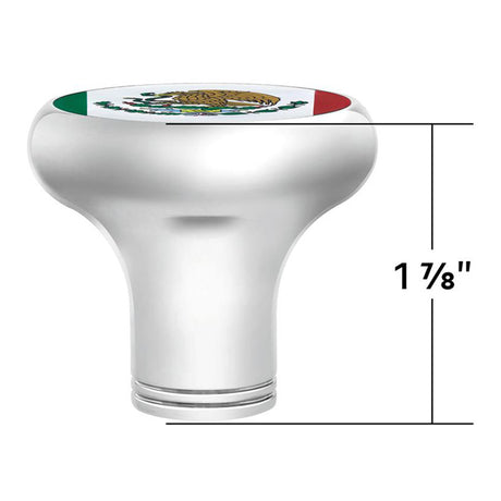 Another angle of Mexico flag sticker on chrome gearshift knob - 1/2"-13 thread-on