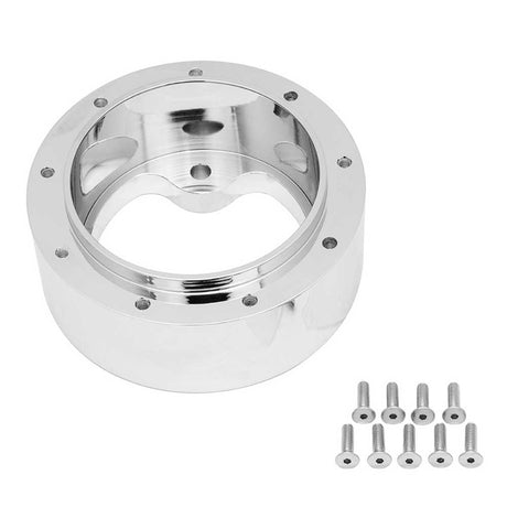 Chrome aluminum 3-Bolt hub adapter for 9-Screw steering wheels