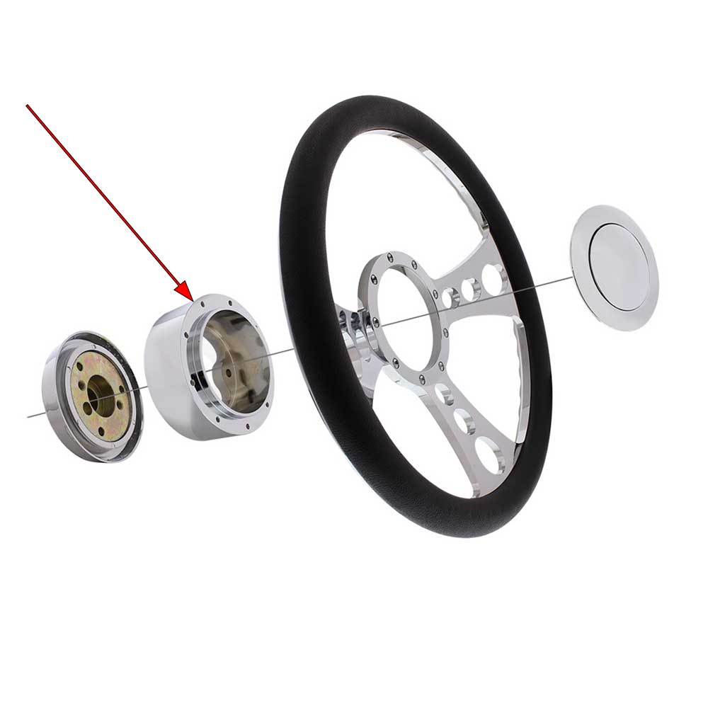 Chrome Aluminum 3-Bolt Hub Adapter for 9-Screw Steering Wheels