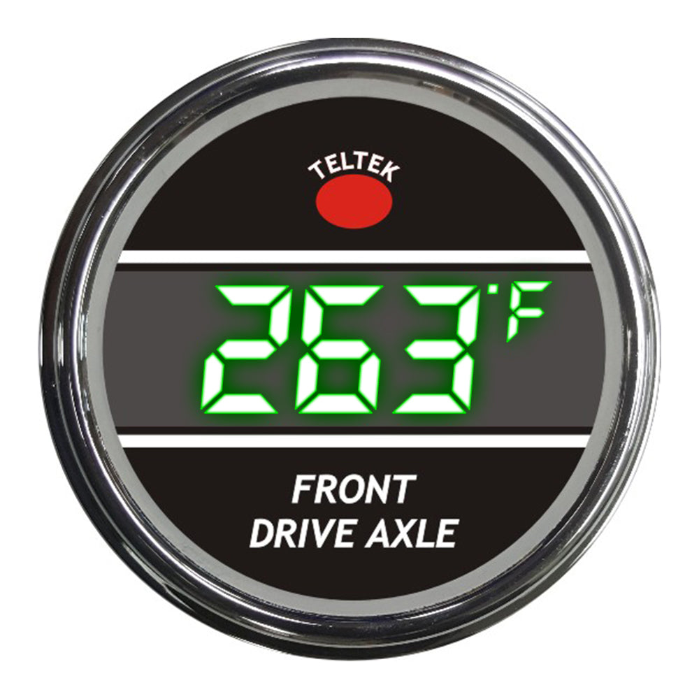 Green Front Drive Axle Temperature Teltek Smart Gauge for Peterbilt 2006 and newer