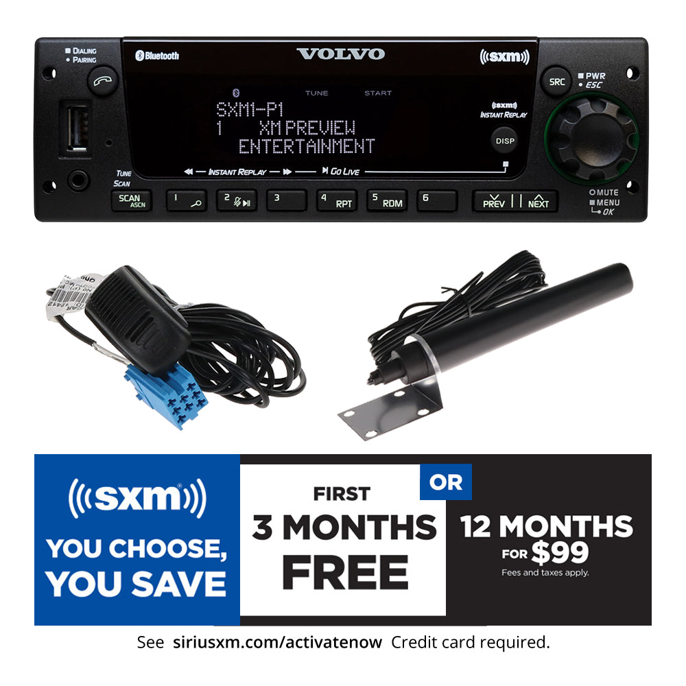 Aptiv Heavy-Duty Radio with Integrated Bluetooth and SiriusXM Satellite Radio Bundle Pack for Volvo