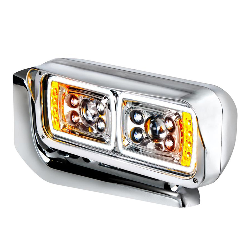 Peterbilt 359, 379, 389 High Power LED Projection Headlight with Turn Signals and Mounting Arm