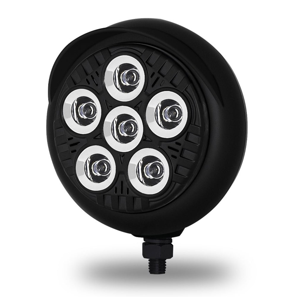 5" 6 LED Chrome/Black Work Light with Visor and Heatsink Technology