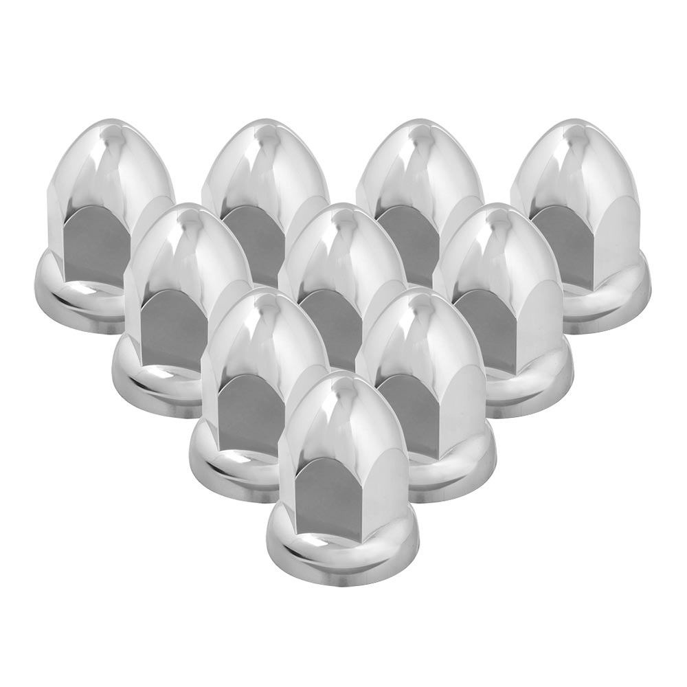 33mm Chrome Plastic Bullet Nut Covers - Push On 10PK