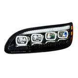 Peterbilt Black Quad-LED Headlight With LED Position & Sequential Signal