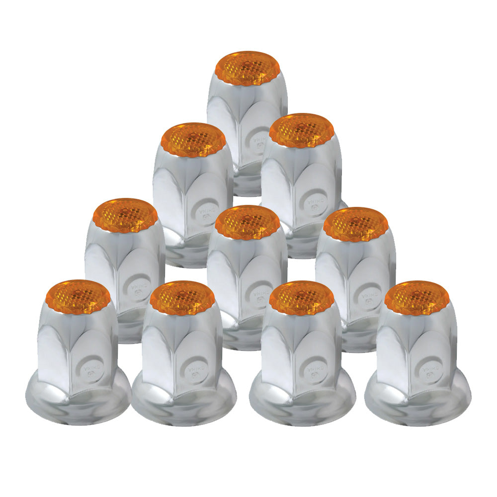 33mm Chrome Reflective Nut Cover - Push On 10PK