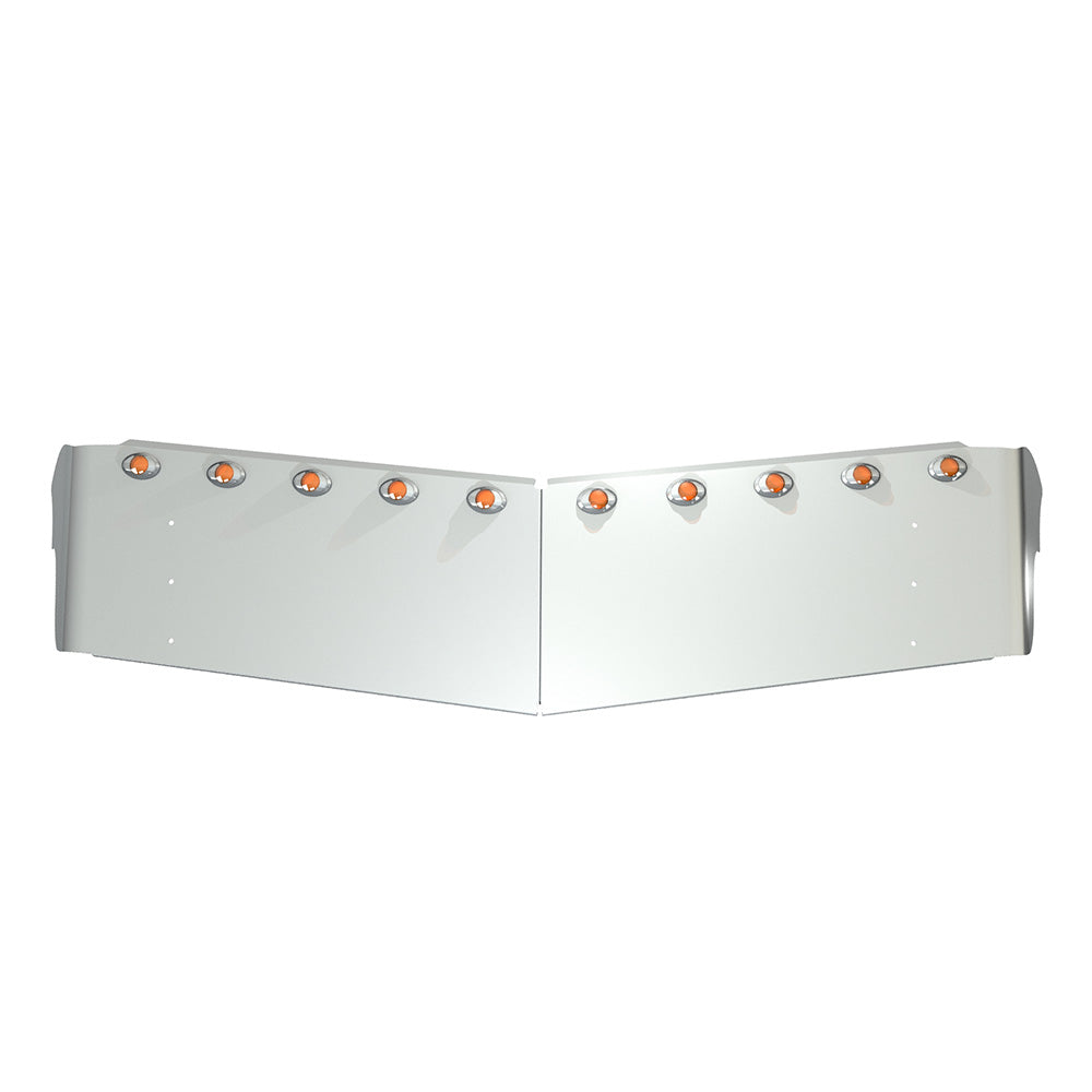 Peterbilt 579 2019+ Ultra Loft 16" Stainless Drop Visor with Ten LED Lights