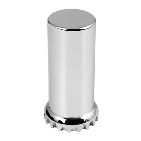 33mm X 4-3/8" chrome plastic flat top hat with flange nut cover - thread on