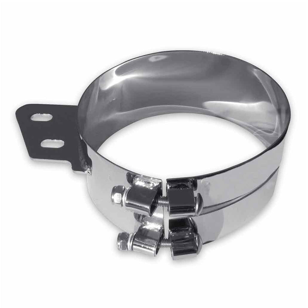 10" Chrome Plated Stainless Steel Wide Band Clamp with Angled Bracket