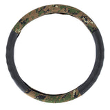 Camouflage Cloth and Suede 18" Steering Wheel Cover - Woodland Style