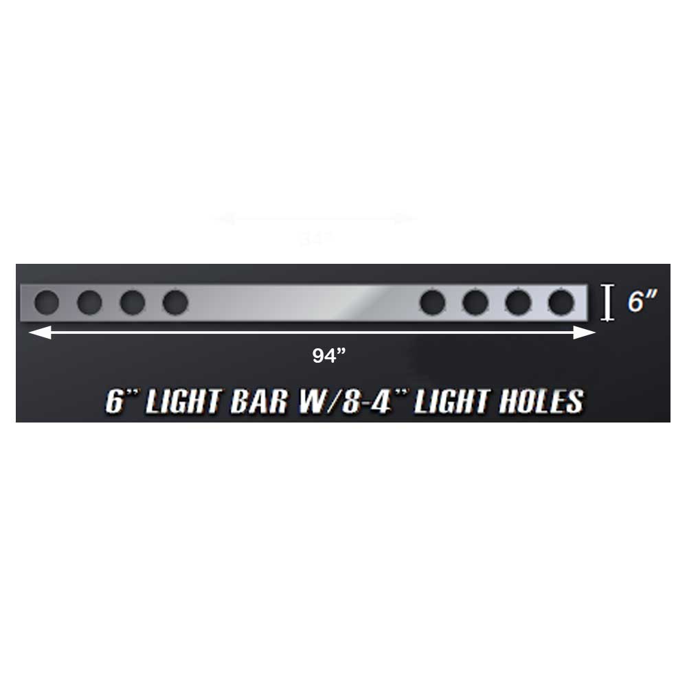 94" x 6" One-Piece Rear Light Bar with Four 4" Cutouts