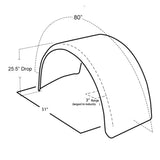 83" 430 Stainless Steel Single Axle Fenders with Mounting Kit